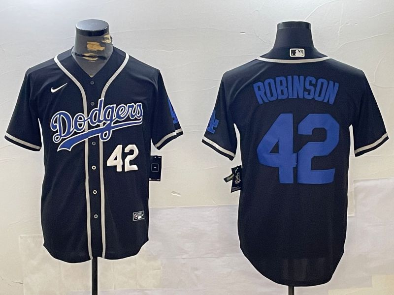Men Los Angeles Dodgers 42 Robinson Black Game 2024 Nike MLB Jersey style 11212